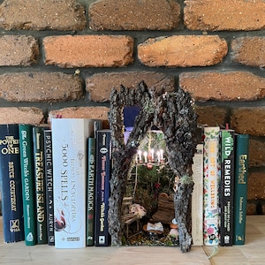 Booknook, Fairy Diorama, Fairy House Book Nook, Fairy House Shelf Art,  Fantasy Bookshelf Insert, Handmade Fairy House, Fairy Tale Book End 