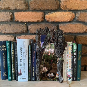 Booknook, Fairy Diorama, Fairy House Book Nook, Fairy House Shelf Art,  Fantasy Bookshelf Insert, Handmade Fairy House, Fairy Tale Book End 