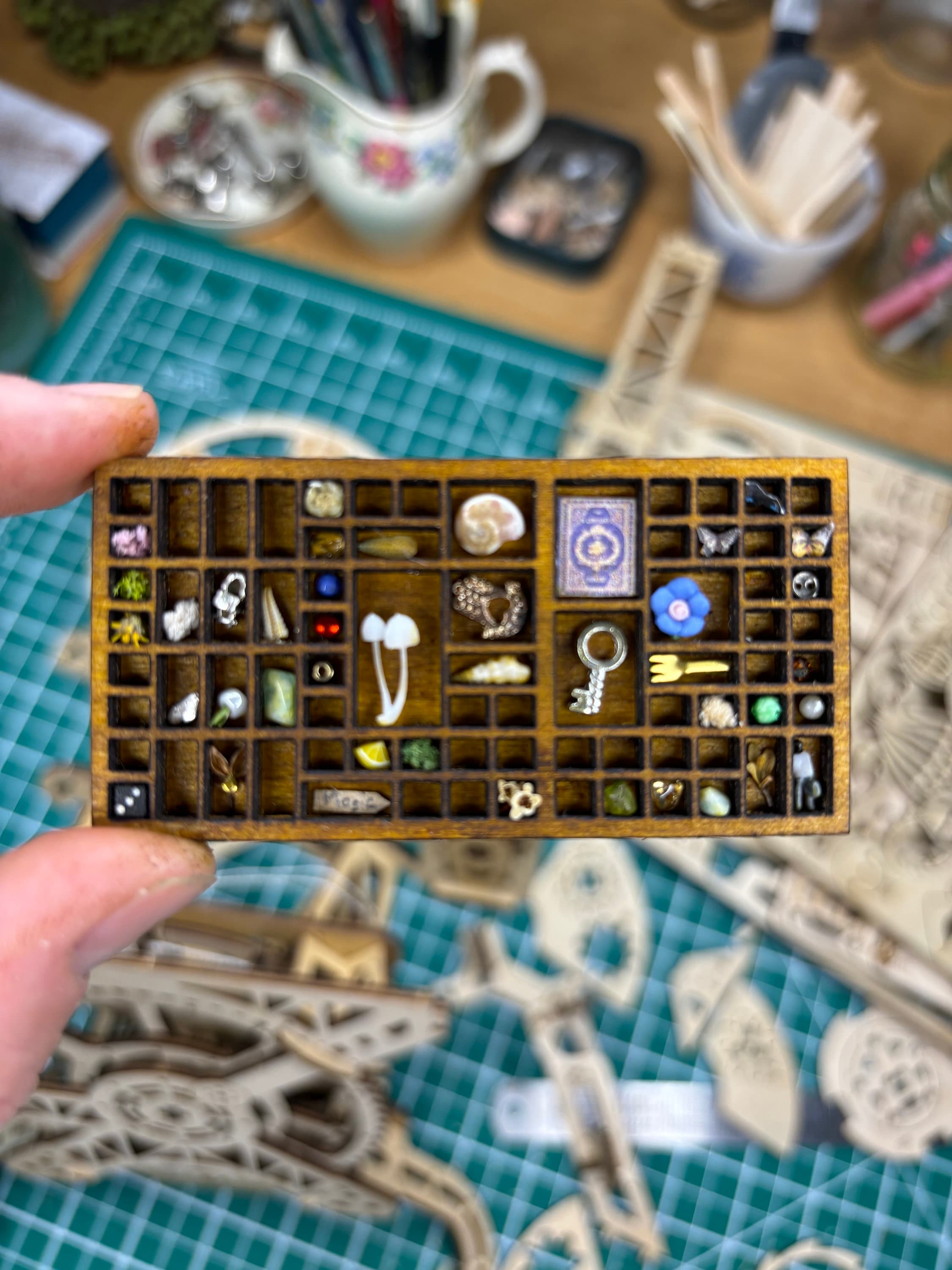 Miniature vintage style Printers tray  - Dollhouse Miniature - trinket tray