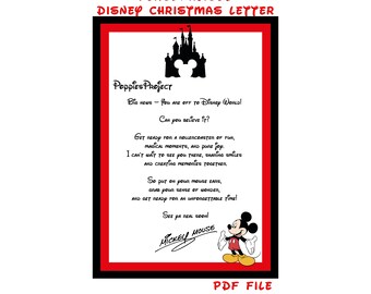 Mensaje de carta de Mickey Mouse, revelación sorpresa para vacaciones familiares - Archivo PDF descargable Imprima en casa