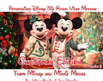 Personalised Mickey and Minnie Surprise Video Message - Reveal your Magical Trip (Christmas Edition - Version 2)