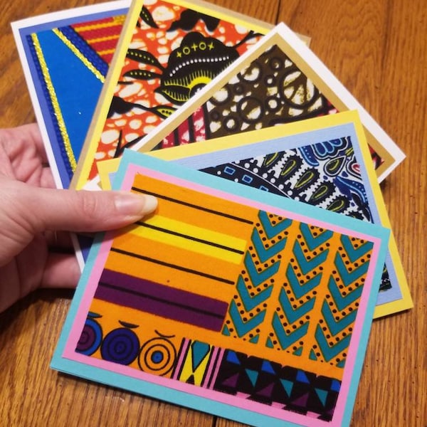 African Fabric Greeting Cards – Blank (5 Pack)