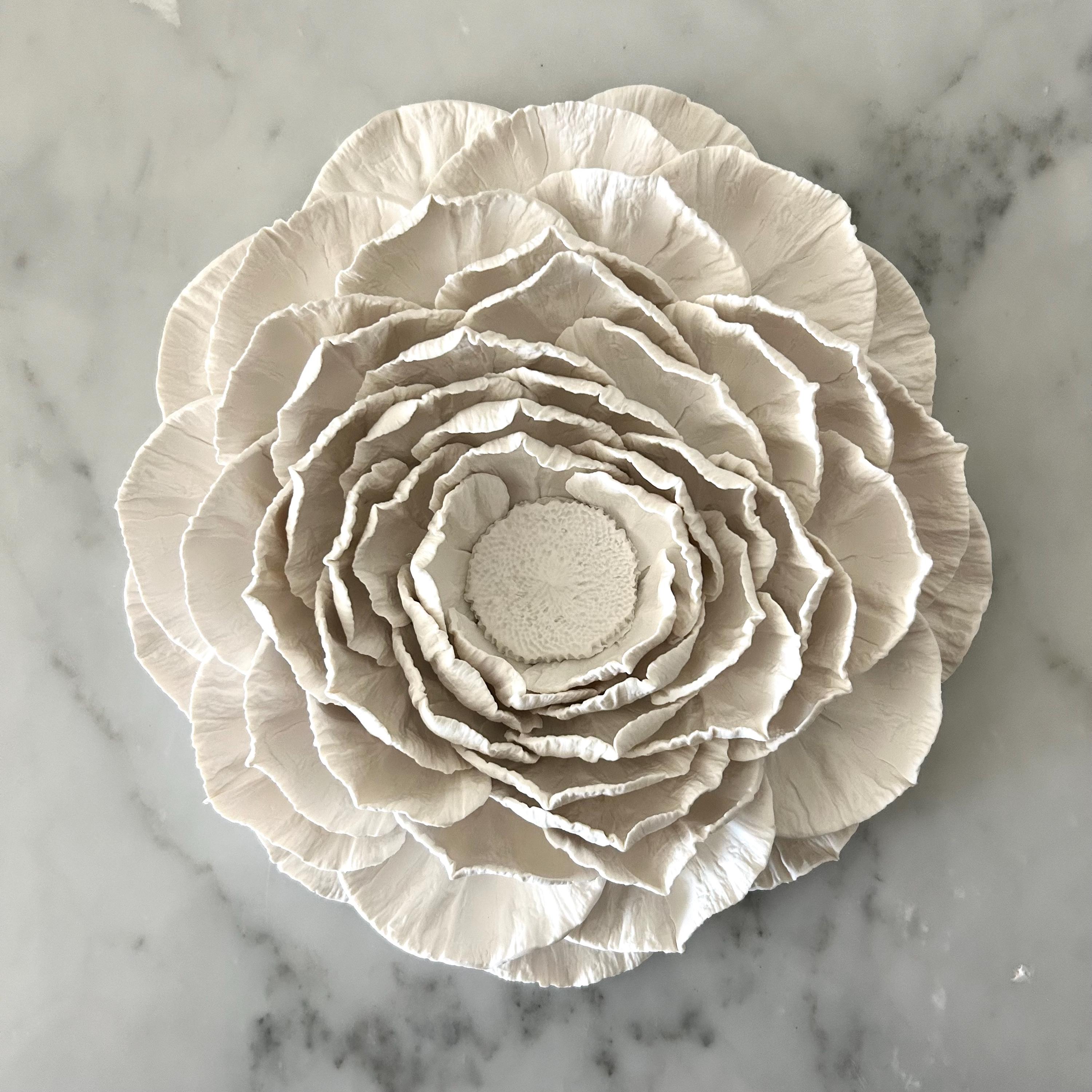 Large Flower Wall Art 3D Gardenia Wall Sculpture, Hand Sculpted Clay ...