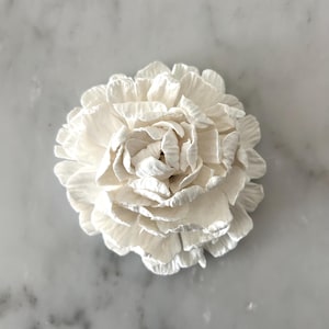 3D Peony Wall Art, Hand Sculpted Clay Flowers Wall Sculpture Art, White Wall Art Installation, Modern Minimalist Boho Floral, Home Gift. image 6