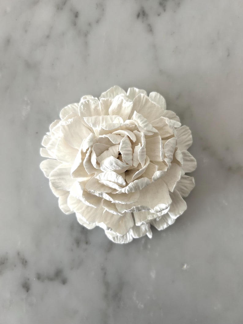 3D Peony Wall Art, Hand Sculpted Clay Flowers Wall Sculpture Art, White Wall Art Installation, Modern Minimalist Boho Floral, Home Gift. image 6