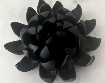 Handmade Clay Lotus Wall Sculpture, Modern Floral Decor, 5x5"