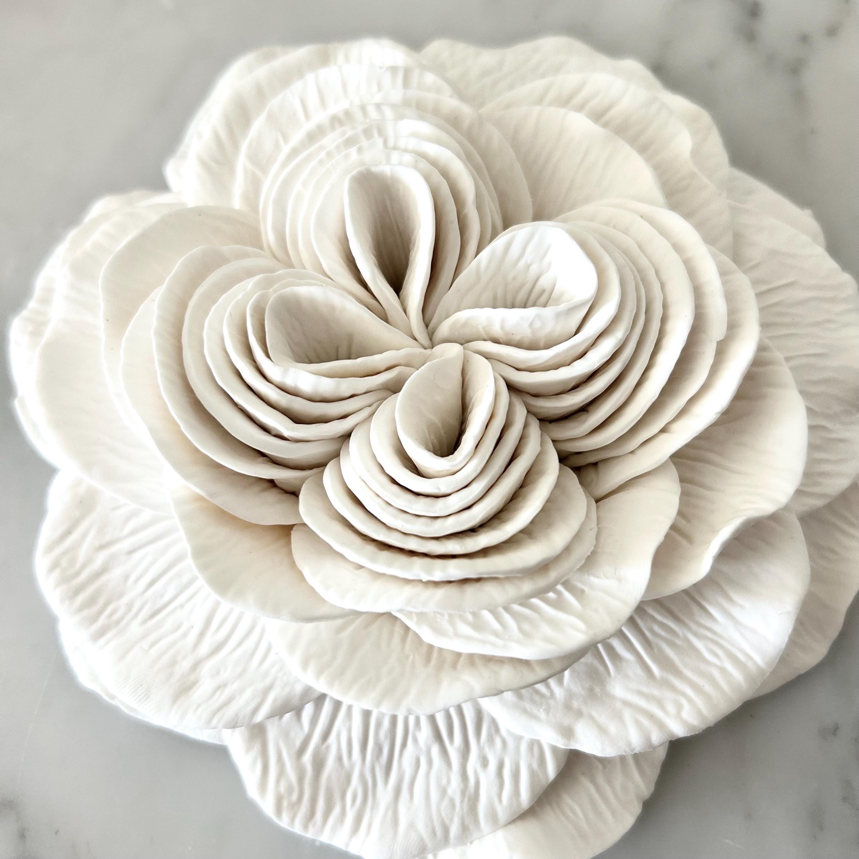 3D Flower Wall Art, Hand Sculpted Clay Flowers Wall Sculpture Art ...