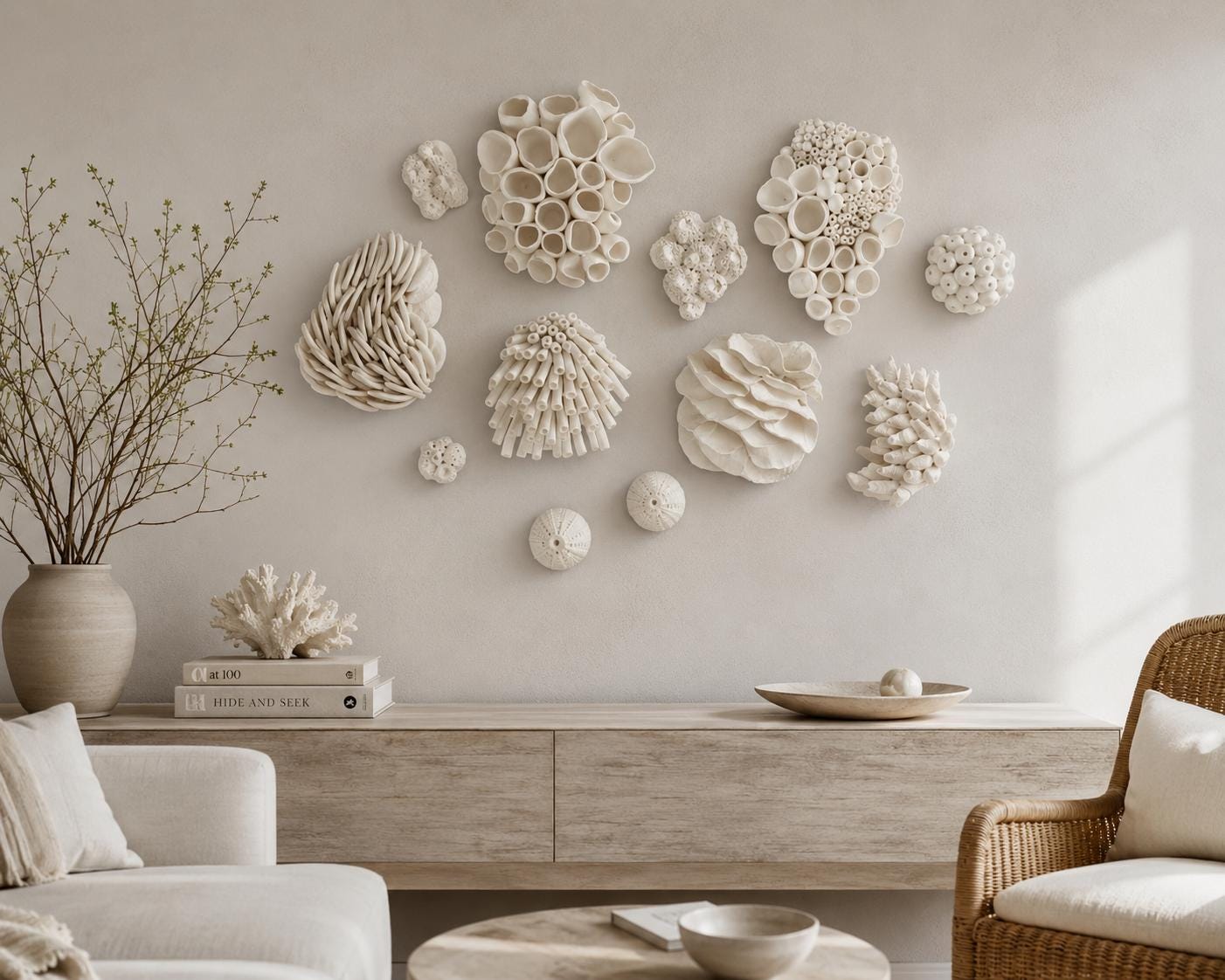 Clay Coral Wall Art Installation, 3D Coastal Sculpture, Handmade - Etsy
