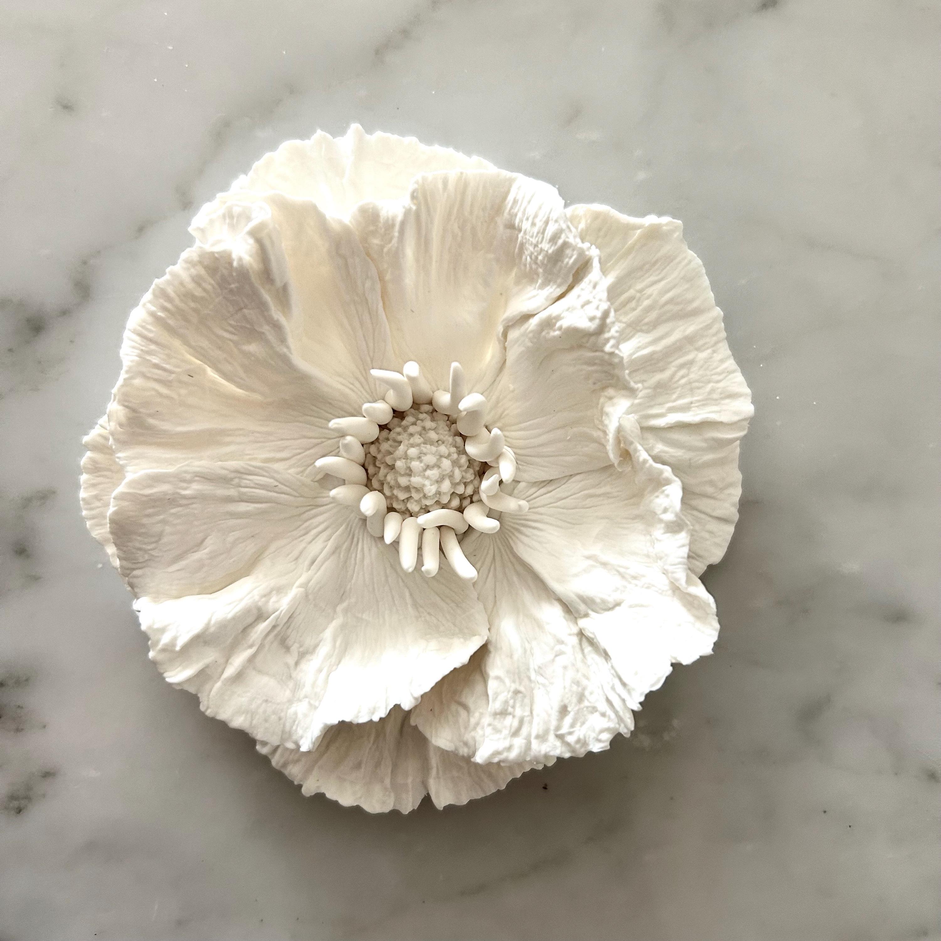 3D Flower Wall Art, Hand Sculpted Poppy Clay Flowers Wall Sculpture Art ...