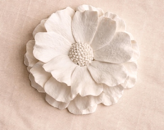 Hand Sculpted Clay Flower Wall Art, Modern Floral Sculpture