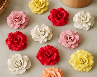 Polymer Clay Rose Wall Sculpture, 3D Wall Art, Nursery Decor, June Birth Flower