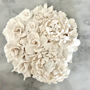 3D Wall Art Sculpture Wall Art White Wall Decor 3D Sculpture Flowers Home Decor Minimalistic Modern Mother Gift Housewarming Gift