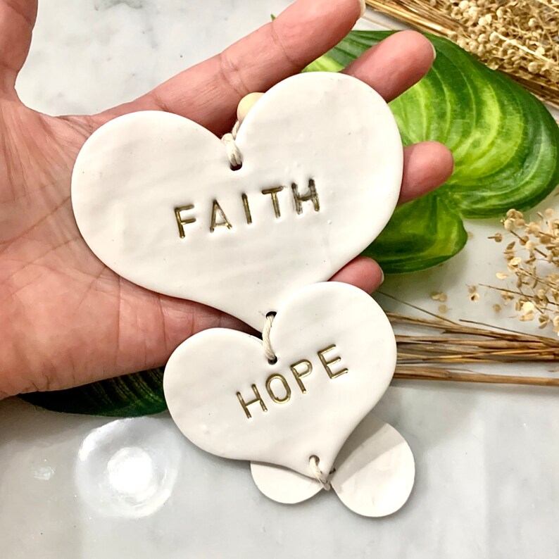 Clay Wall Art Faith Hope Love Wall Hanging Religious Home Etsy