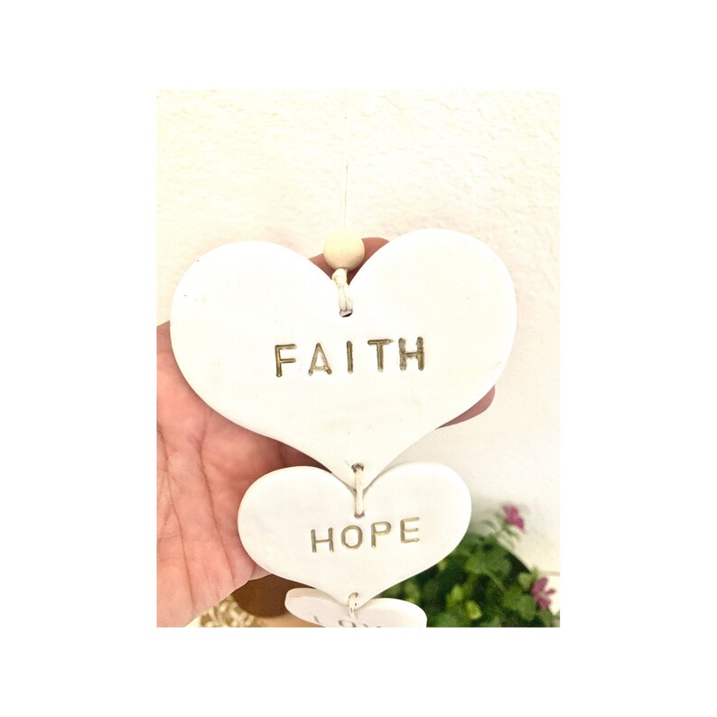 Clay Wall Art Faith Hope Love Wall Hanging Religious Home Etsy