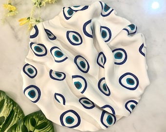 Evil Eye Wall Hanging, Draped Clay Sculpture, 9 inch
