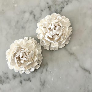 3D Peony Wall Art, Hand Sculpted Clay Flowers Wall Sculpture Art, White Wall Art Installation, Modern Minimalist Boho Floral, Home Gift. image 5