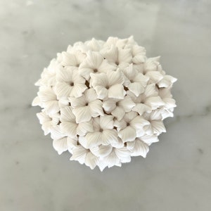 Hydrangea Flower Sculpture, Hanging Flower Wall Art, White Wall Art, 3D Wall Art, Clay Floral Set, Floral Housewarming Gift Anniversary Gift
