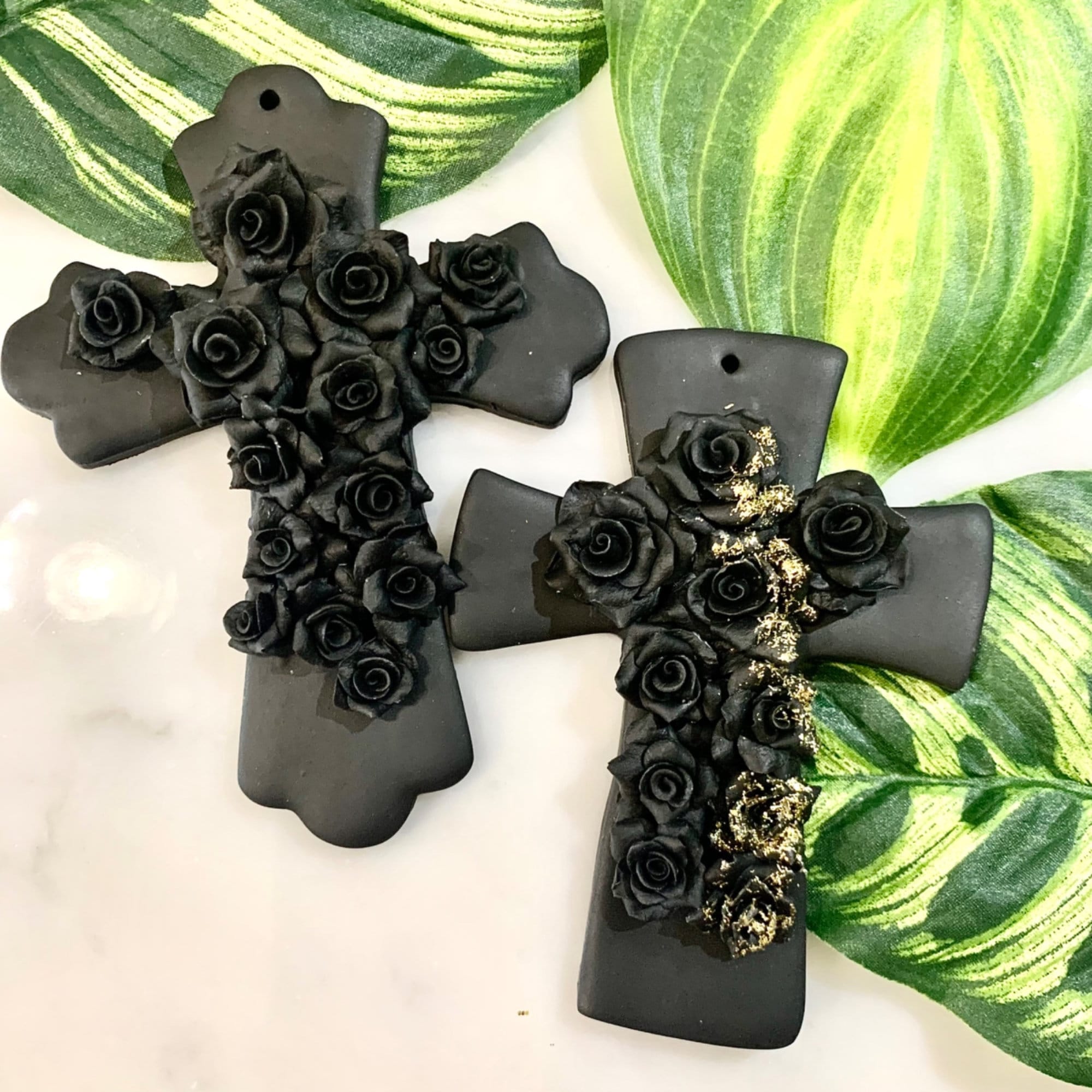 Black Roses Crucifix Black and Gold Wall Crucifix Elegant Etsy