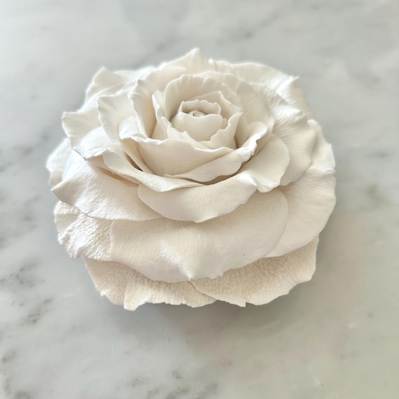 Handmade Clay Rose Wall Art, Floral Sculpture, 5" Modern Decor