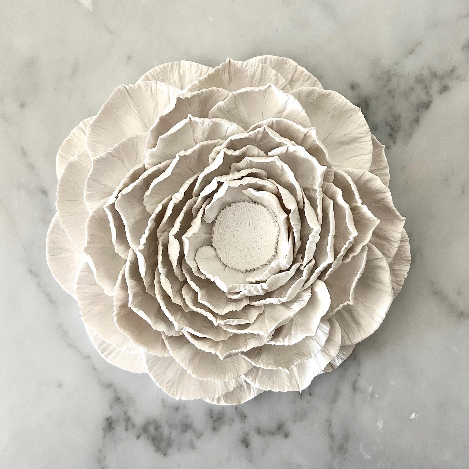 Large Flower Wall Art 3D Gardenia Wall Sculpture, Hand Sculpted Clay ...