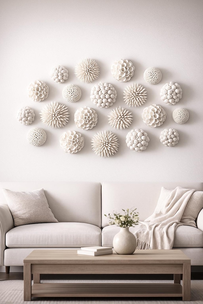 Ocean Inspired 3D Wall Art, Coral Reef Decor, Sea Life Sculpture, Wall Art Installation, Modern Coastal Sculpture, Polymer Clay Wall Art. image 3