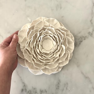 Large Flower Wall Art 3D Gardenia Wall Sculpture, Hand Sculpted Clay ...