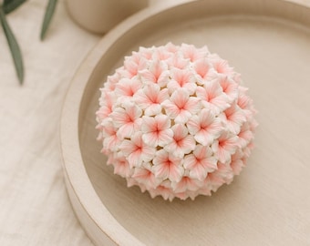 Handmade Clay Hydrangea Flower Sculpture, 3D Floral Wall Art