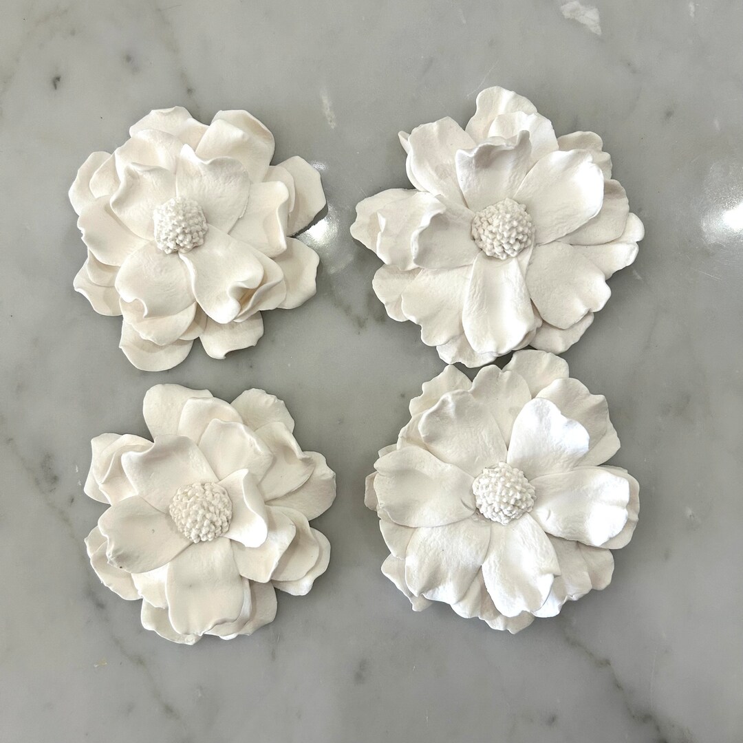 3D Flower Wall Art, Hand Sculpted Clay Flowers Wall Sculpture Art ...