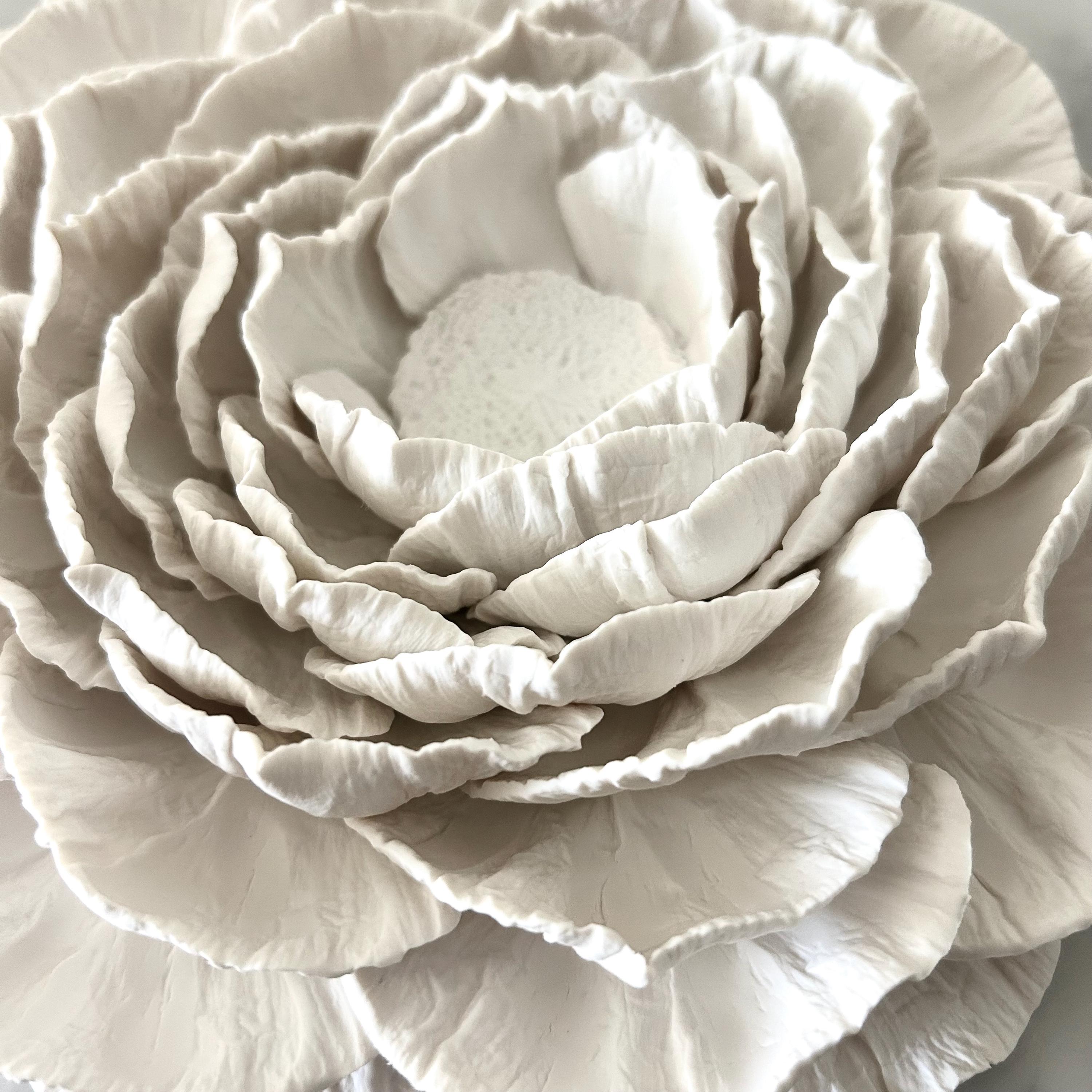 Large Flower Wall Art 3D Gardenia Wall Sculpture, Hand Sculpted Clay ...