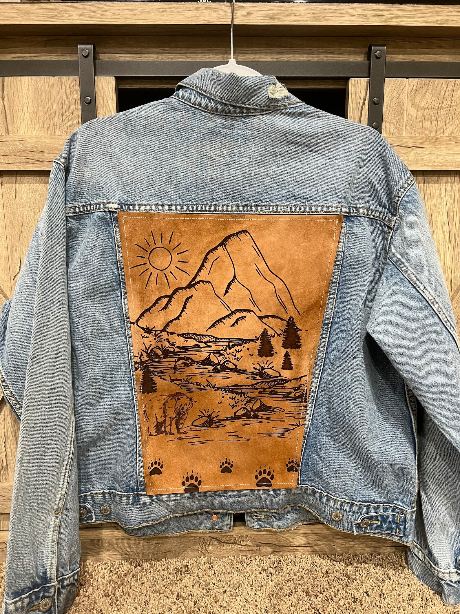 Custom Jean Jacket With Leather Insert - Etsy