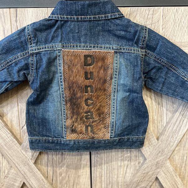 Kids Custom lettering cowhide jean jacket