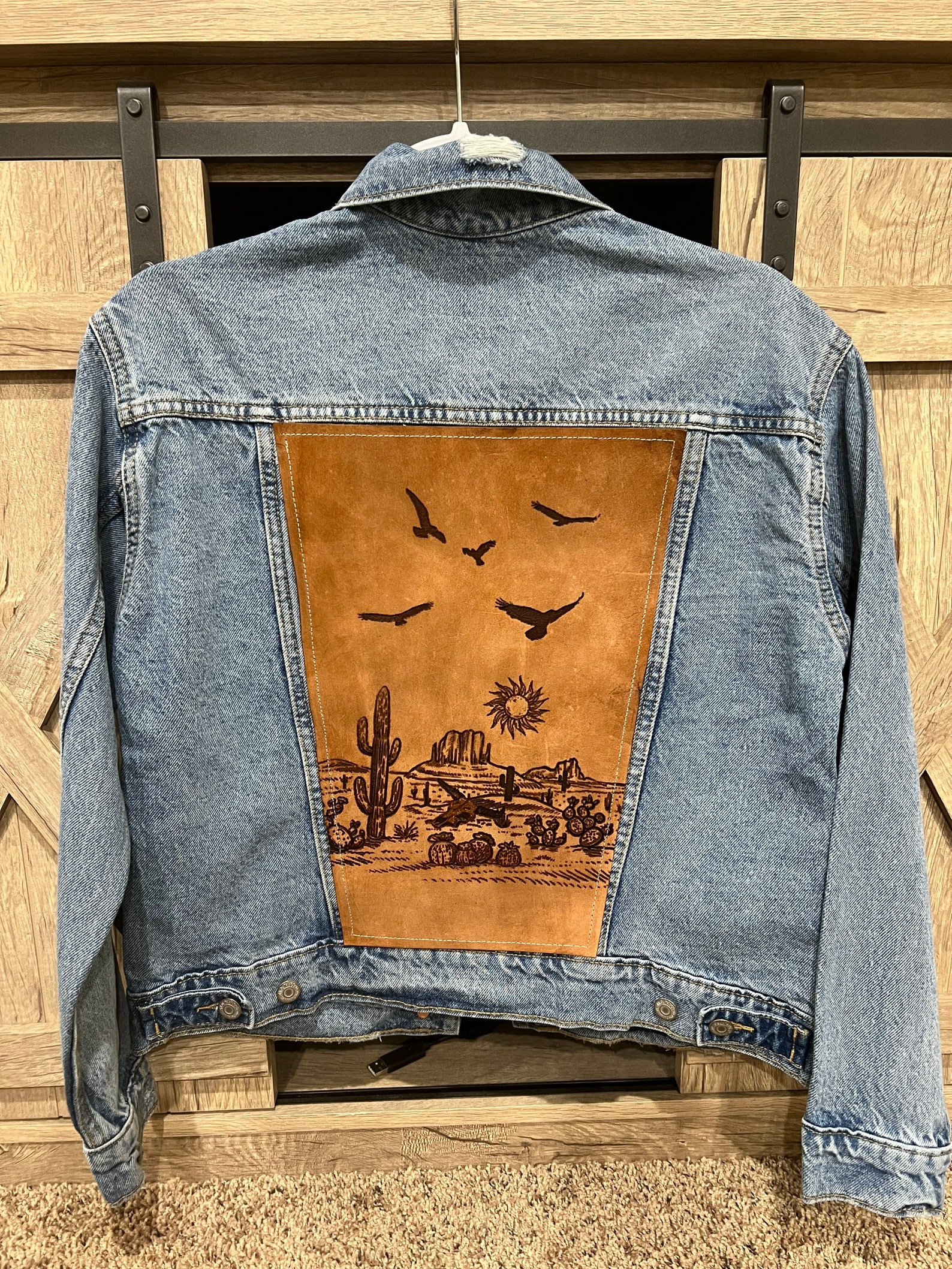 Custom Jean Jacket With Leather Insert - Etsy