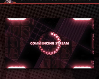 Red Cyberpunk Themed Stream Screens | Animated Techy, Digital, Futuristic Twitch Scenes Overlays and Background | Starting, BRB, Ending