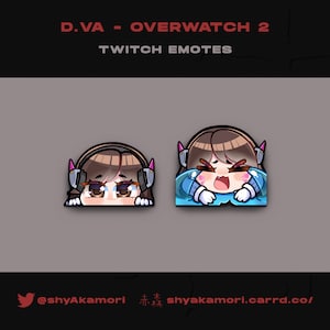 Statische emoteset | D.VA-emotes, Lurk & Dead, huilen/snikken | Overwatch 2 | OW2 | Twitch, Discord, Youtube | Anime-kunst | Set videogame-emotes