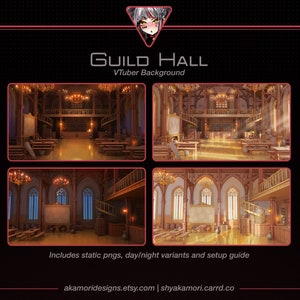 VTuber Background Pack, Guild Hall, Adventurer Tavern Wallpaper | Twitch Stream Overlay, Day and Night Vtuber Background | Video Backscreen