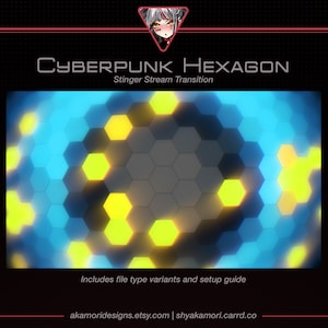 Blue and Yellow Cyberpunk Stinger | Hexagon Stream Transition |  OBS Scene Stinger | Edgerunners Themed | Twitch Youtube Vtuber Streamer