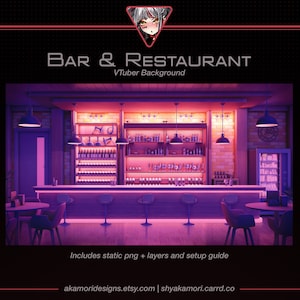 VTuber Background Pack, Ambient Bar Room, Gemütliches Nacht Restaurant, Elegante Zoom Twitch Stream Overlay, Tag und Nacht Vtuber Hintergrund