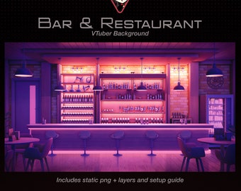 VTuber Background Pack, Ambient Bar Room, Cosy Night Restaurant, Elegant Zoom Twitch Stream Overlay, Day and Night Vtuber Background