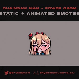 Static and Animated Emotes Pack | Power Gasm | Twitch, Discord, Youtube | Digital Stickers & Emoticons for Streamers Cute Chainsaw Man