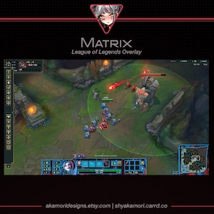 Blue and Red Themed League of Legends Overlay | Animated Techy, Digital, Matrix LoL Game Overlay | League Overlay Card