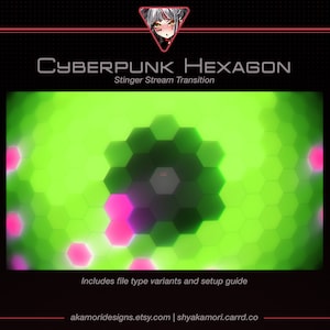 Green and Pink Cyberpunk Stinger | Hexagon Stream Transition |  OBS Scene Stinger | Edgerunners Themed | Twitch Youtube Vtuber Streamer