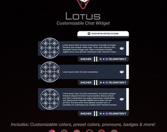 Widget de chat personalizable con alertas / Fuentes personalizadas, insignias, alertas, colores, pronombres / Widget de transmisión personalizado para streamers / Twitch, OBS