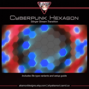 Red and Blue Cyberpunk 2077 Stinger | Hexagon Stream Transition |  OBS Scene Stinger | Edgerunners Themed | Twitch Youtube Vtuber Streamer