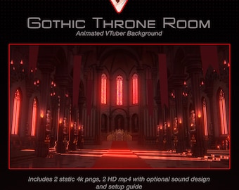 Arrière-plan animé de la salle du trône gothique pour streamers, VTubers