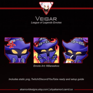 Veigar - LoL 3 Stream Emotes Pack | 3 Emoji Expressions for Twitch, Youtube, Discord | Sip, Rage, On Fire Meme Emotes, Game Emotes