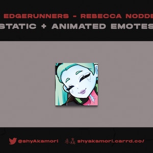 Static and Animated Emotes Set | Cyberpunk Edgerunners Rebecca - Rebecca Nodders Emote | Twitch, Discord, Youtube | Anime Art, CP, GIF