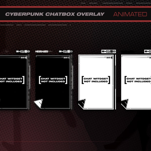 White and Black Animated Cyberpunk Chatbox | Minimal Glitch, Glow Type Chat Box For Streamers | Just Chatting | Twitch Youtube Kick | OBS