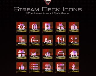 350 Plus Stream Deck Icons | Cyberpunk Retro Icon Pack For Elgato Steam Deck XL | Purple | Red | Yellow | Discord | Twitch | YouTube | X