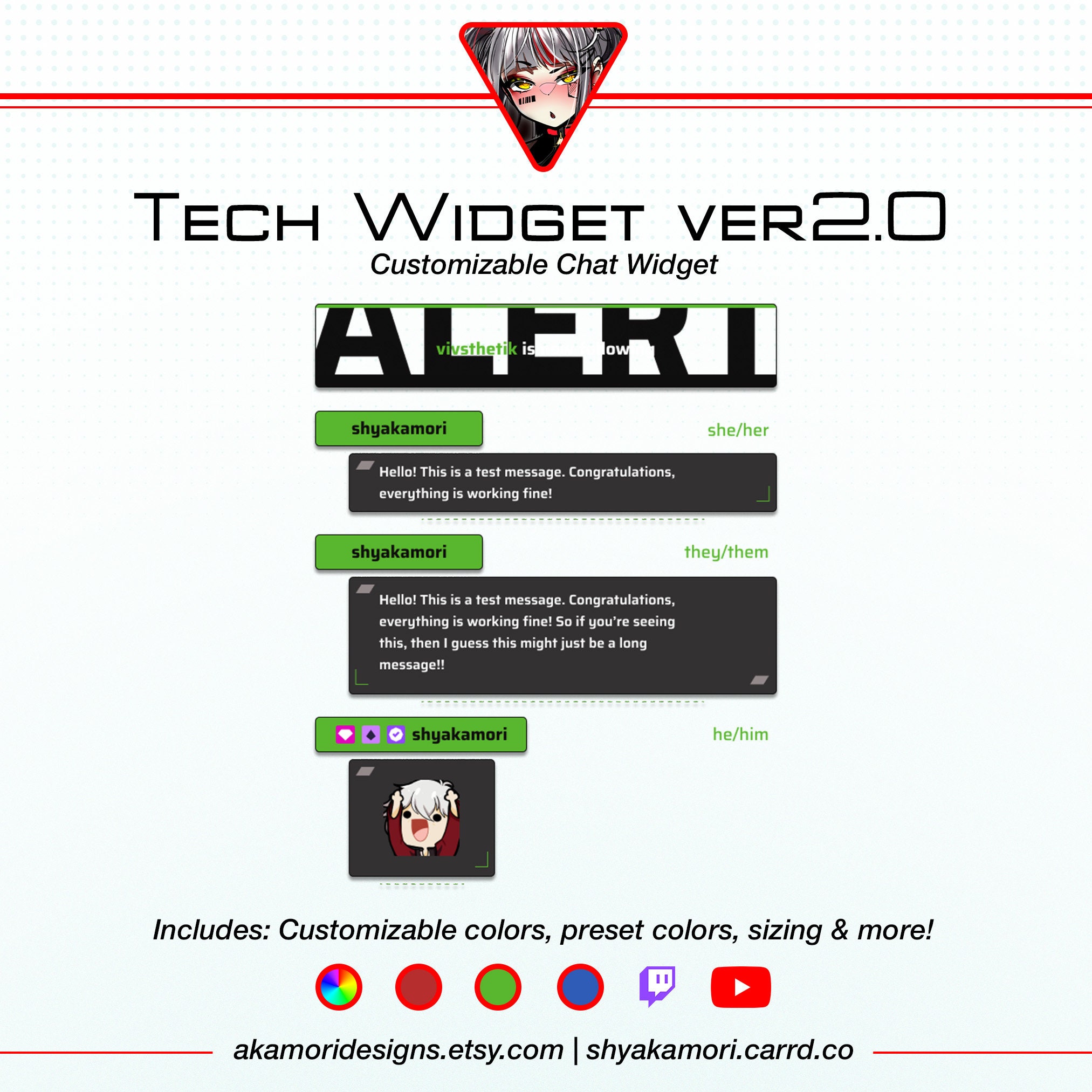 Techy Chat Widget | Red Glitch Glow Custom Chatbox for Twitch Streamers ...