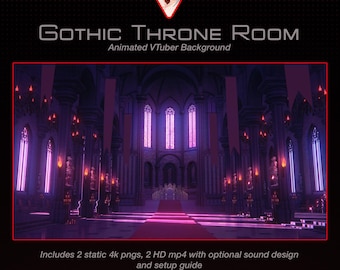 Arrière-plan animé de la salle du trône gothique pour streamers, VTubers
